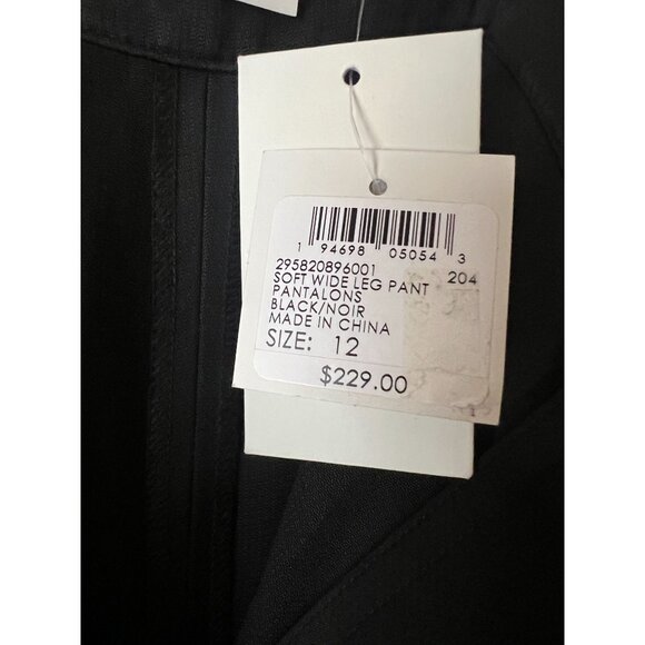 NWT Club Monaco Black High Rise Pants Pockets Size 12 Soft Wide Leg - Picture 8 of 11